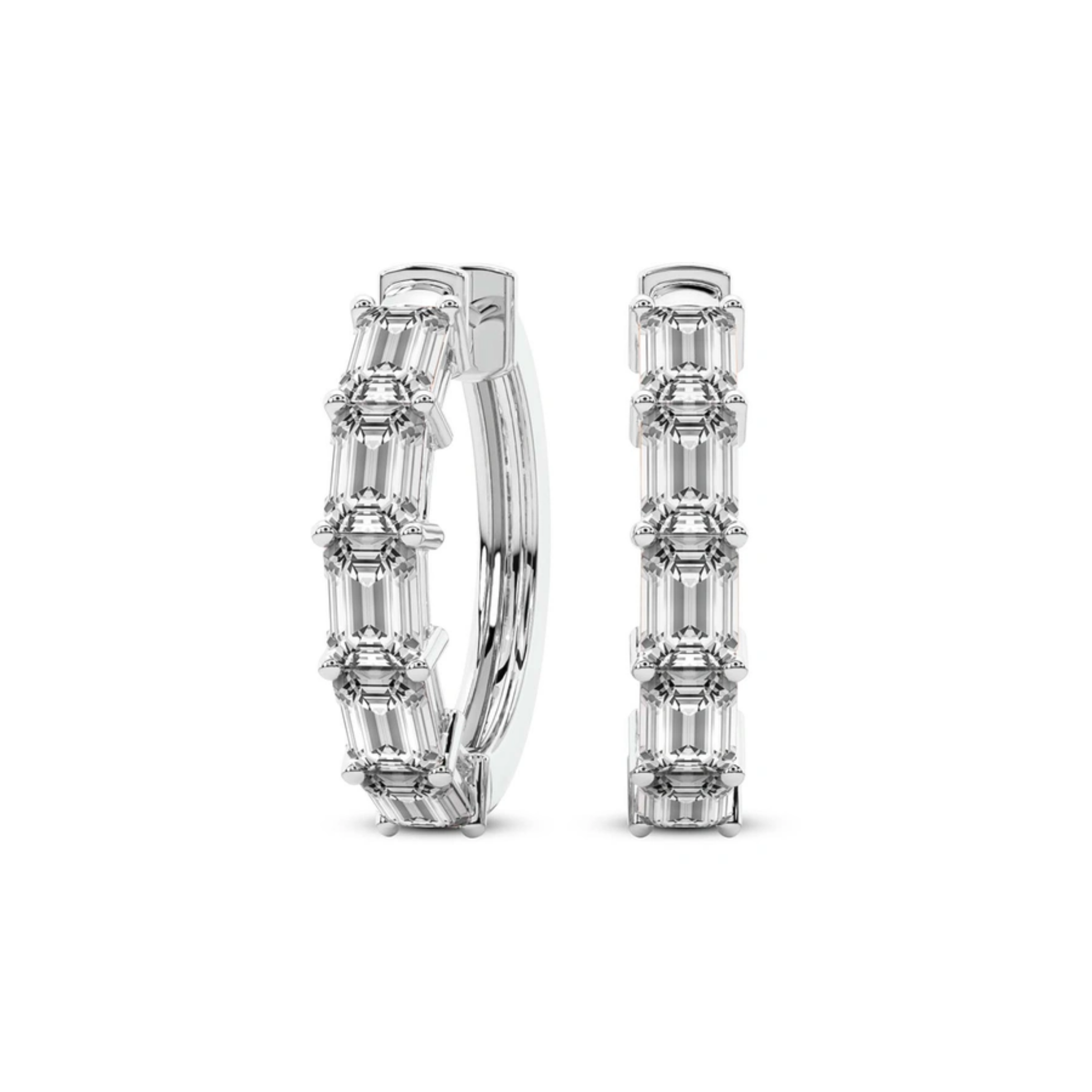 Calantha Emerald Lab Diamond Hoop Earrings