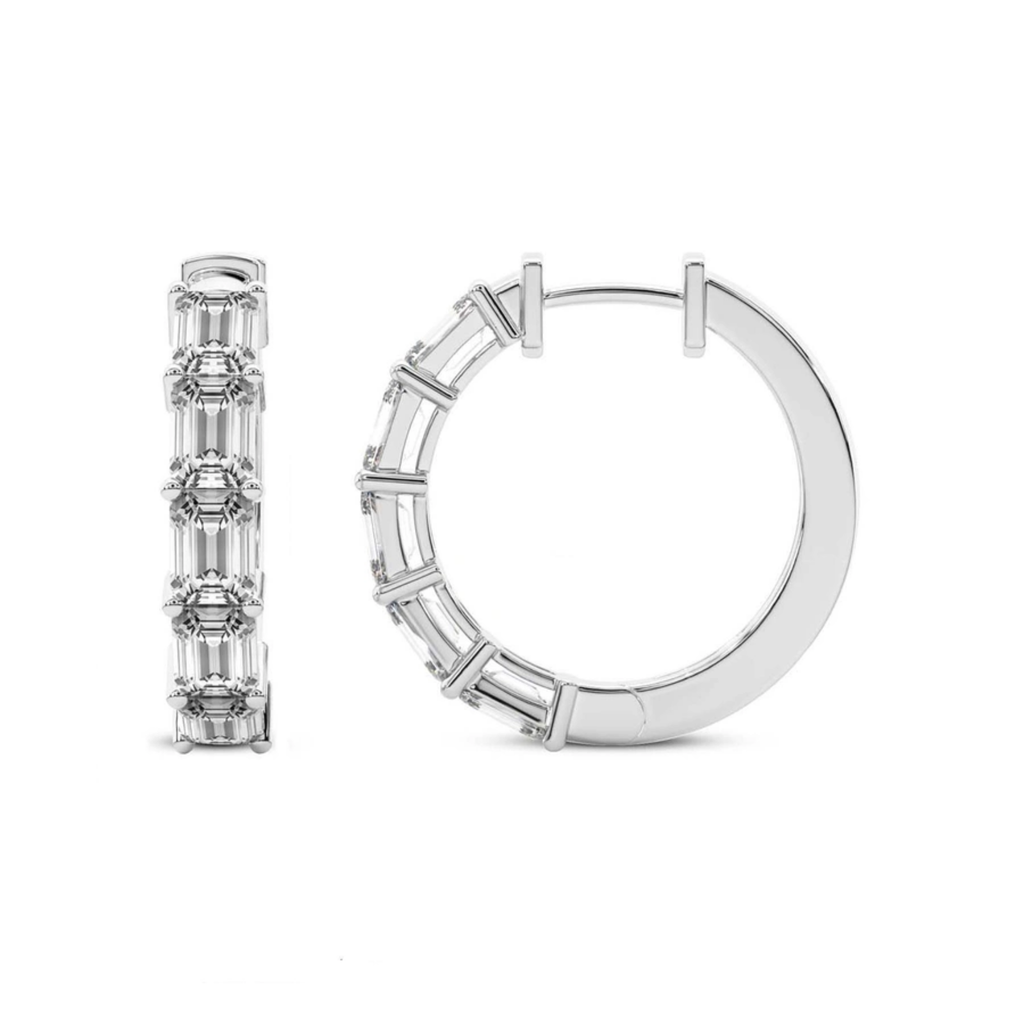 Calantha Emerald Lab Diamond Hoop Earrings